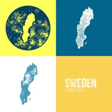 Sweden Grunge Retro Map Stock Illustration