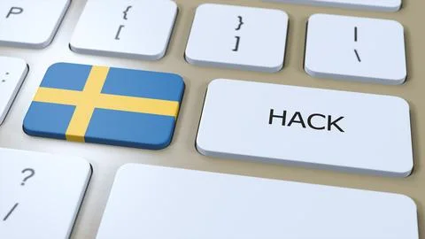 Sweden Hack of Country or Hacker Attack 3D Illustration. Country National Flag Stock Illustration