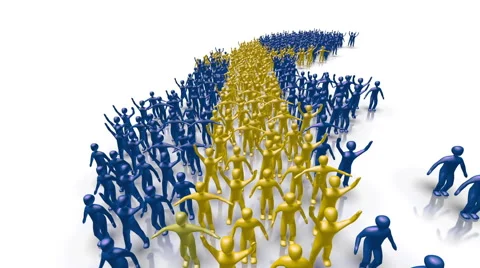 Sweden map and flag made out of people Stockbeeldmateriaal 48166008