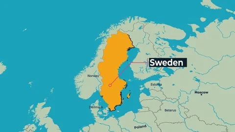 Sweden Map Animation Locator Zoom 4K Motion Graphic Stock Footage 340413626
