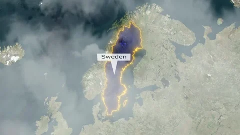 Sweden Map - Clouds Effect Video stock 267643939