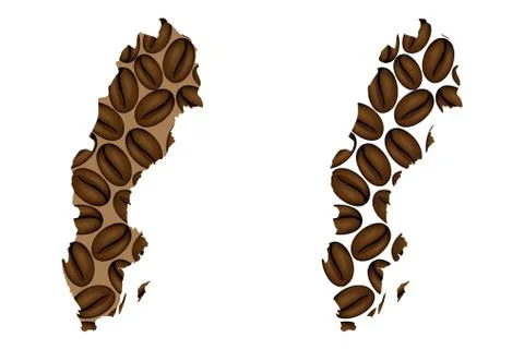 Sweden -  map of coffee bean Stock Illustration