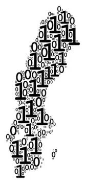 Sweden Map Composition of Binary Digits Stock Illustration