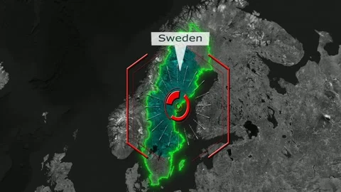 Sweden Map - Cyber Attack Stock Footage 268774245