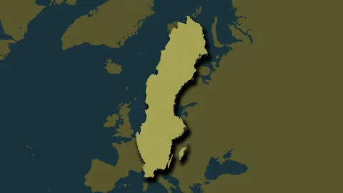 Sweden map - extract. Shadow. Pattern. Labels Stock Footage 322571475