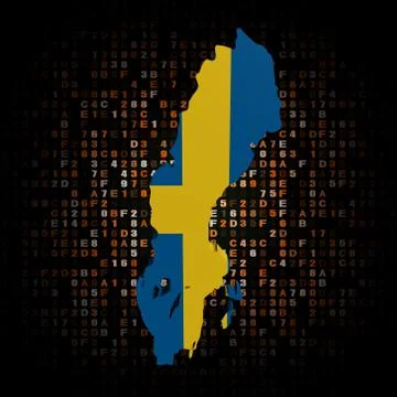 Sweden map flag on hex code illustration Stockillustratie