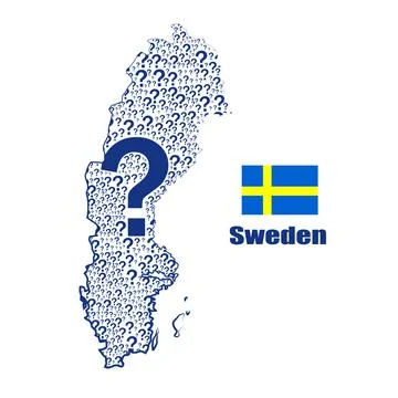 Sweden map flag made from question mark. Stock Illustration