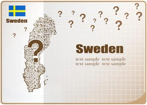 Sweden map flag made from question mark. Stock Illustration