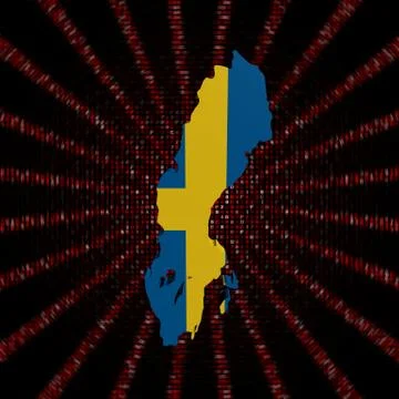 Sweden map flag on red hex code burst illustration Stock Illustration