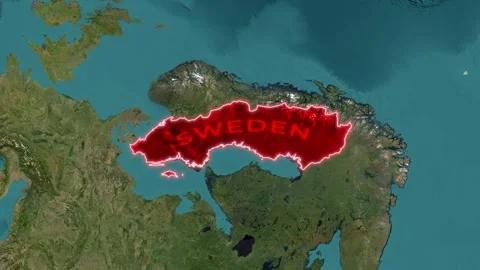 Sweden Map Highlight with Glowing Red Border Video stock 341493839