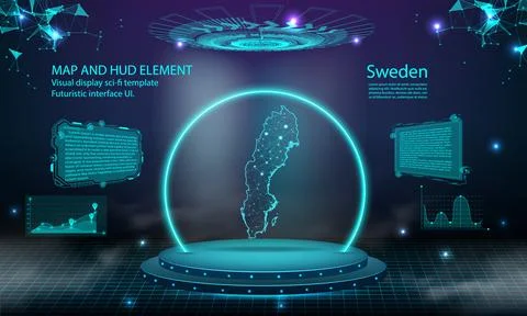 Sweden map light connecting effect background. abstract digital technology .. Stock Illustration