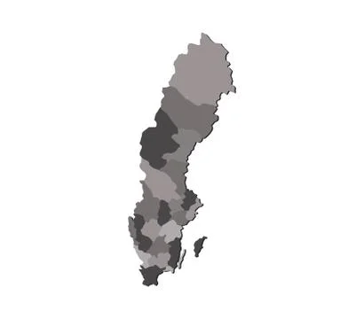 Sweden map with regions on white background Stock Illustration