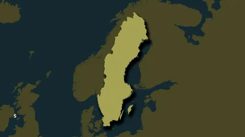 Sweden map - solid. Shadow. Pattern. Labels Stock Footage 322576900