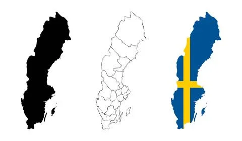 Sweden map. Vertical map of Scandinavian country with blue and yellow natio.. Stock Illustration