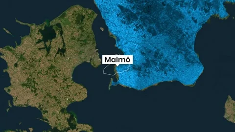 Sweden Map Zooming In Highlighting Malmö City Location Stock Footage 341924765