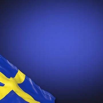 Sweden - national flag and gradient background - square format - 3D illustr.. Stock Illustration