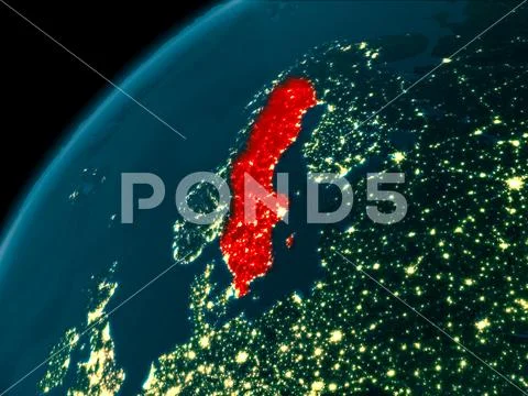 Sweden At Night On Earth: Graphic #83405901