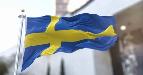Sweden or Swedish Flag Slow motion seamless loop Stock Footage