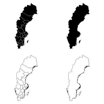 Sweden Outline and Solid Fill Map Set. Stock Illustration
