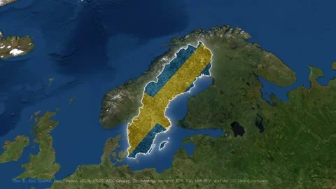 Sweden Overview with Flag Video stock 183436679
