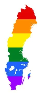 Sweden pride gay vector map with rainbow flag. Europe LGBT Stock-Illustration