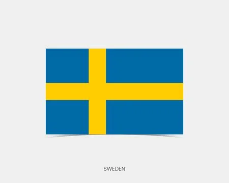 Sweden Rectangle flag icon with shadow. Illustrazione stock