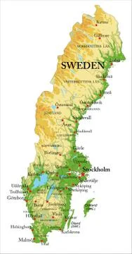 Sweden relief map Stock Illustration