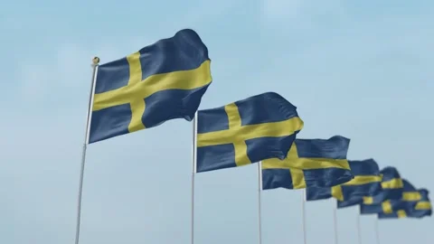 Sweden Row Of Flags Animation Video stock 136258842