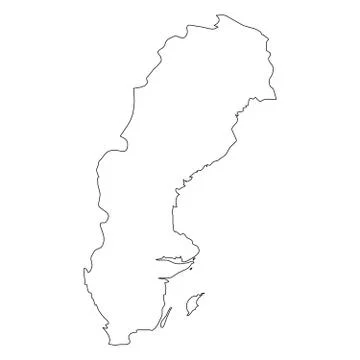 Sweden - solid black outline border map of country area. Simple flat vector Stock Illustration