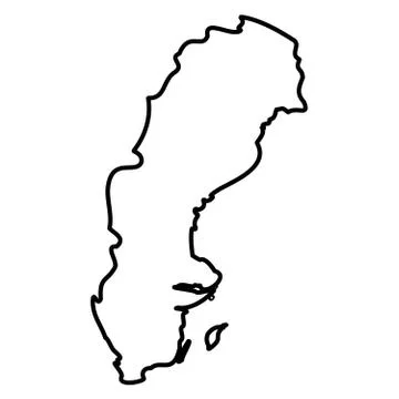 Sweden - solid black outline border map of country area. Simple flat vector 스톡 일러스트