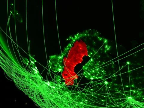 Sweden from space with network Stock Illustration