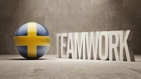 Sweden. Teamwork Concept. Stock Illustration