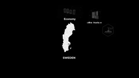 Sweden technology map with animated charts Stock Footage 340982912