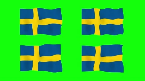 Sweden Waving Flag 2D Animation on Green Screen Background. Looping seamles.. Stock Footage 227356879