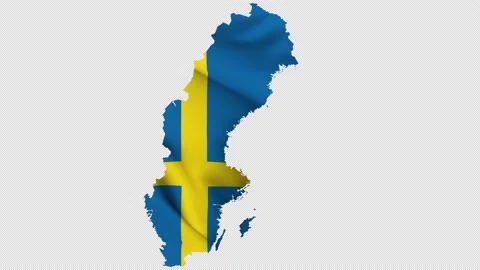 Sweden waving flag map with alpha channel and seamless loop Stock Footage 171543865