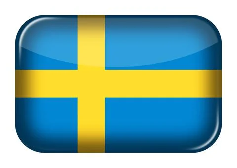 Sweden web icon rectangle button with clipping path 3d illustration Stock Illustration