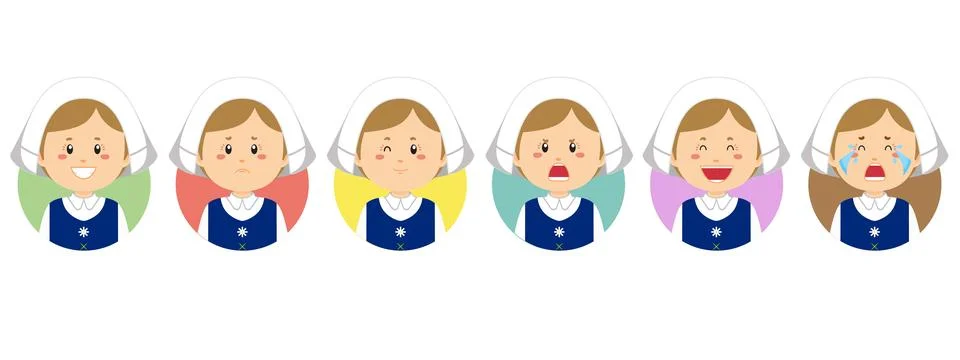 Swedia Avatar with Various Expression Stock Illustration