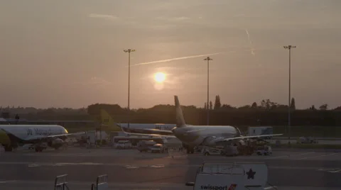 Swedish Air plane in a sunset Stock Footage 64549278