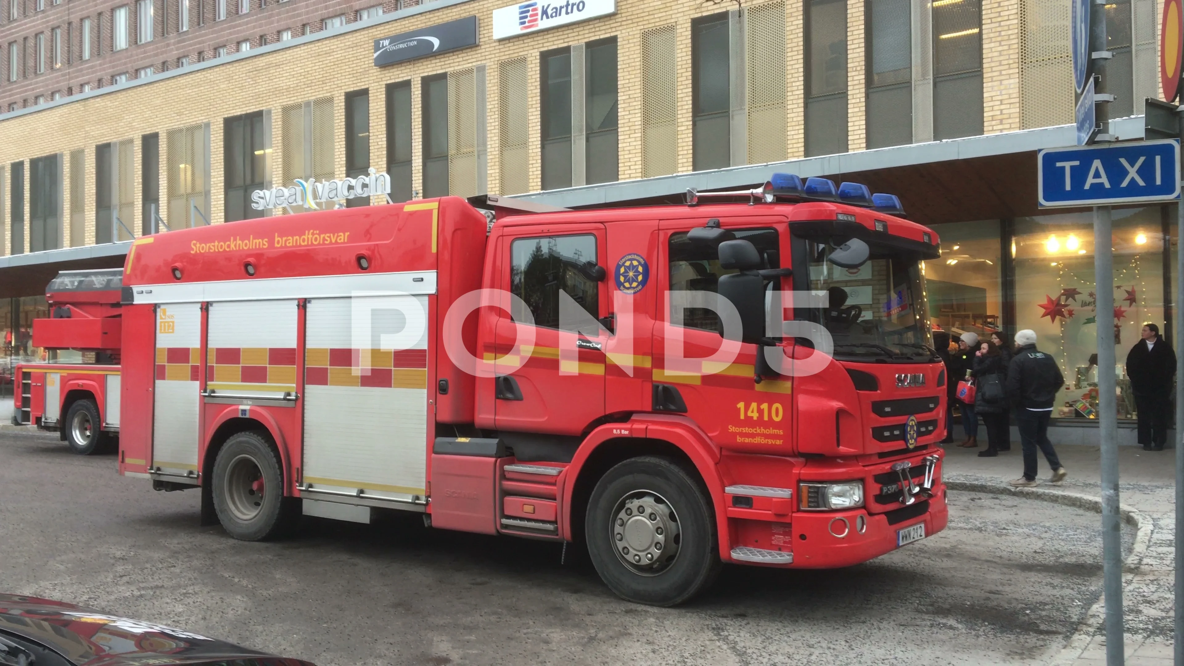 Swedish Fire engine truck in Farsta - St, Stock Video