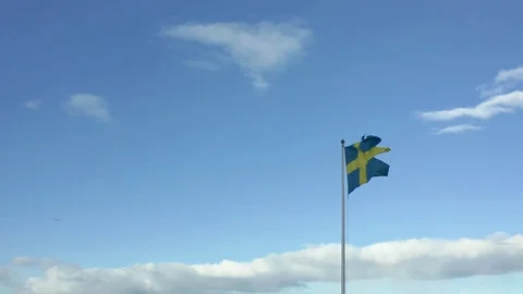 Swedish fla in slow motion Stock Footage 127594106