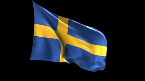 Swedish flag with alpha matte Stock Footage 10725663