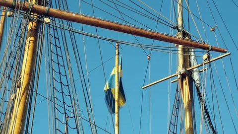 Swedish flag in Denmark Stock Footage 128973401