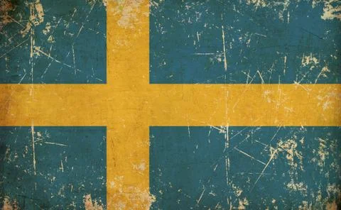 Swedish Flag Flat Aged Stock Illustration