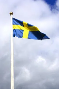 Swedish flag flying Stock Photos