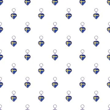 Swedish flag heart keychains creating a seamless pattern Stock Illustration