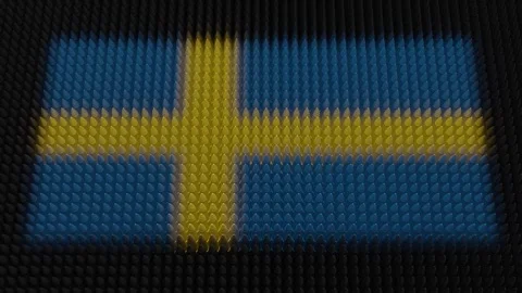 Swedish Flag Light Shining on Scrolling Bullets Stock Footage 254581119