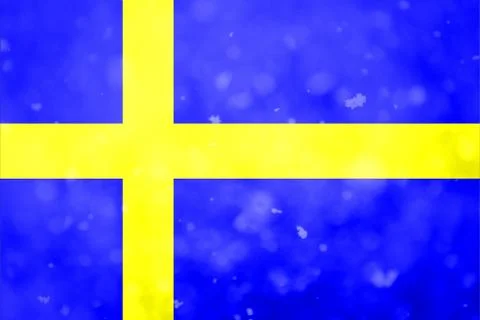 Swedish flag in minimalistic composition with falling snow Stock Illustration