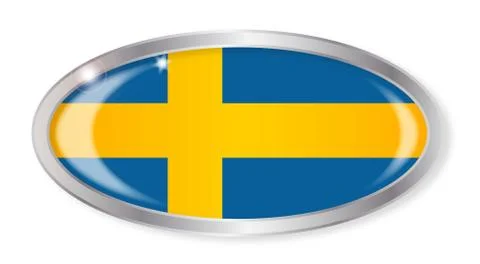 Swedish Flag Oval Button Stock Illustration