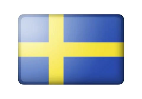 The Swedish flag. Rectangular matte icon. Isolated on white background Stock Illustration