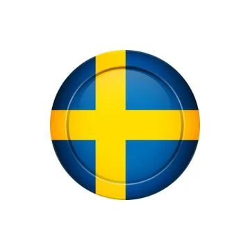 Swedish flag on the round button, vector illustration Stock Illustration